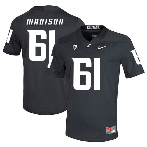 Cole Madison 61 Carbon Black College Football Jersey football jersey product view 1