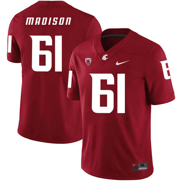 Cole Madison 61 Red College Football Jersey football jersey product view 1