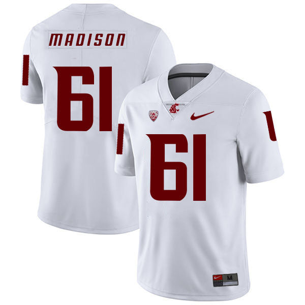 Cole Madison 61 White College Football Jersey football jersey product view 1