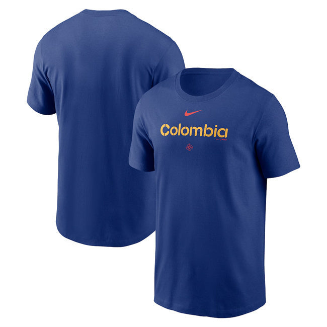 Colombia Baseball Royal 2026 World Baseball Classic Wordmark T-Shirt Football Jersey football jersey product view 1