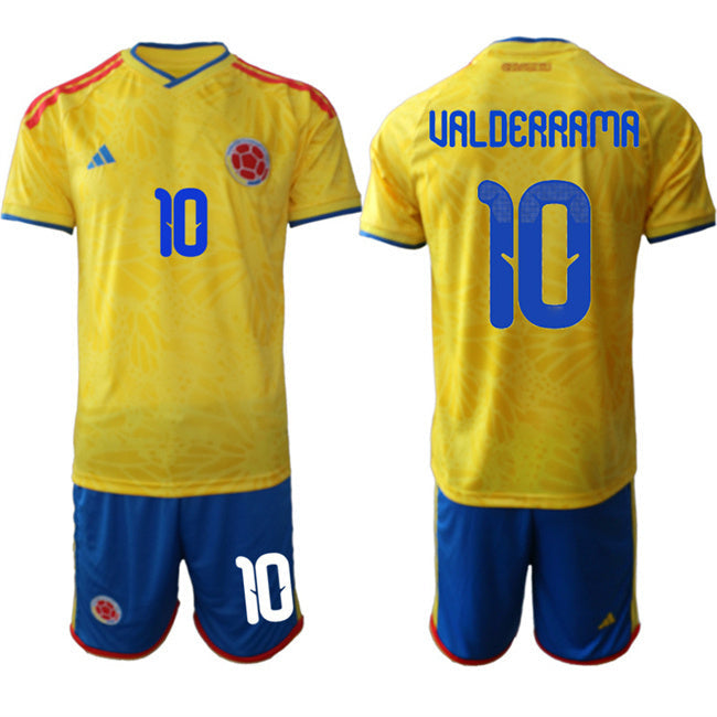 Colombia Team #10 Carlos Valderrama Yellow 2026 World Cup Home Soccer Jersey Suit sports jersey product view 1
