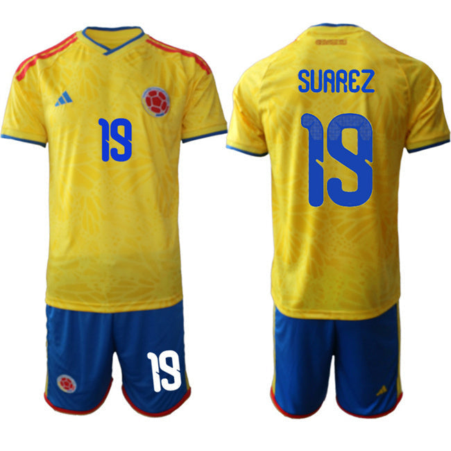 Colombia Team #19 Luis Suárez Yellow 2026 World Cup Home Soccer Jersey Suit sports jersey product view 1