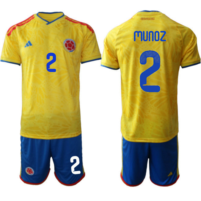 Colombia Team #2 Daniel Muñoz Yellow 2026 World Cup Home Soccer Jersey Suit sports jersey product view 1
