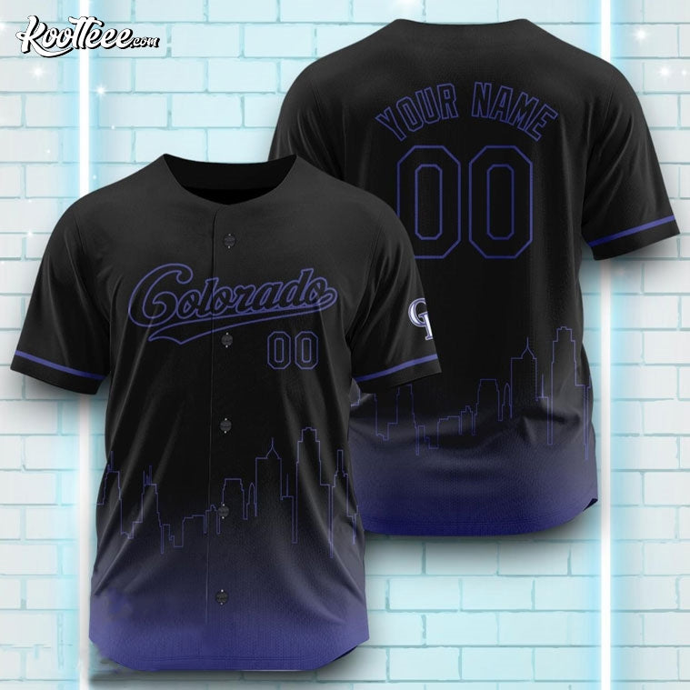 Colorado Rockies Black Blue Pattern Custom Name Baseball Jersey baseball jersey product view 1