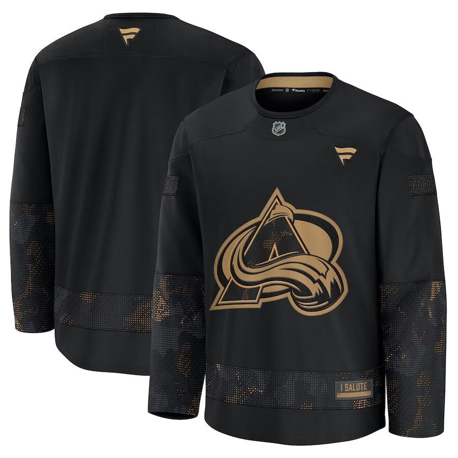Colorado Avalanche 2024 Military Appreciation Practice Jersey - Black Hockey Jersey hockey jersey product view 1