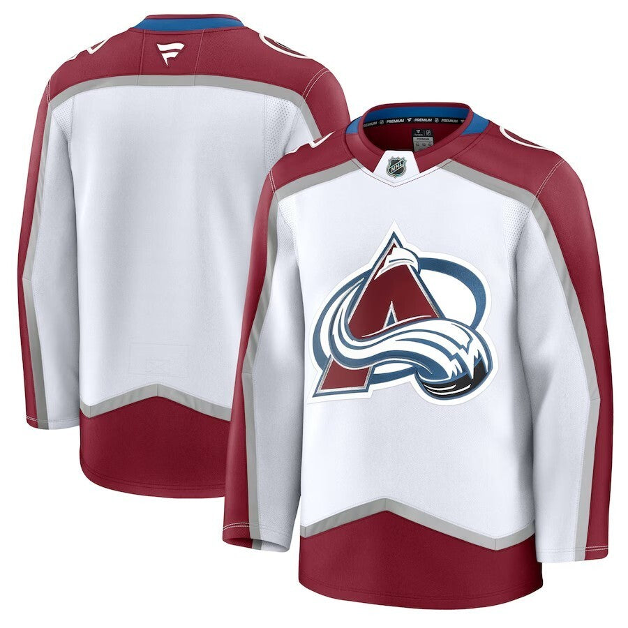 Colorado Avalanche Fanatics Away Premium Jersey - White Hockey Jersey hockey jersey product view 1