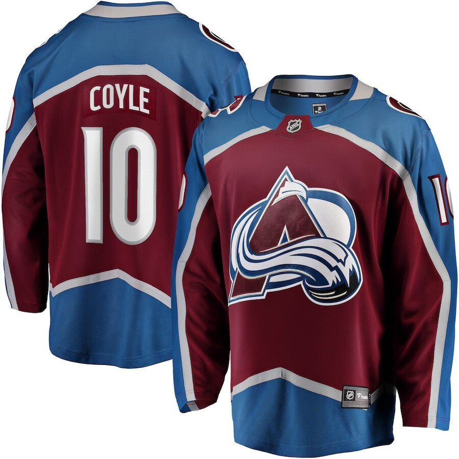 Colorado Avalanche #10 Charlie Coyle Home Breakaway Jersey - Burgundy Hockey Jersey hockey jersey product view 1