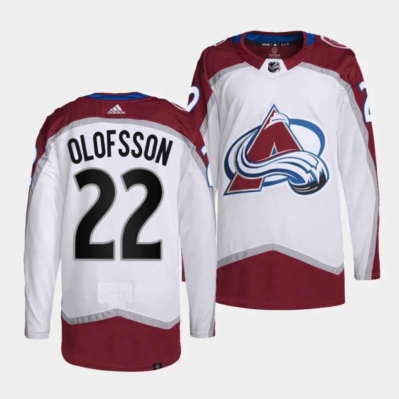 Colorado Avalanche #22 fredrik olofsson away white jersey Hockey Jersey hockey jersey product view 1