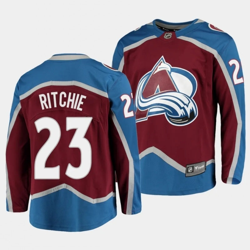 Colorado Avalanche #23 calum ritchie home burgundy 2023 nhl draft Hockey Jersey hockey jersey product view 1