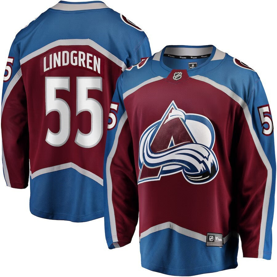 Colorado Avalanche #55 Ryan Lindgren Home Breakaway Jersey - Burgundy Hockey Jersey hockey jersey product view 1