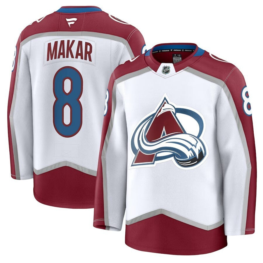 Colorado Avalanche #8 Cale Makar Away Premium Jersey - White Hockey Jersey hockey jersey product view 1