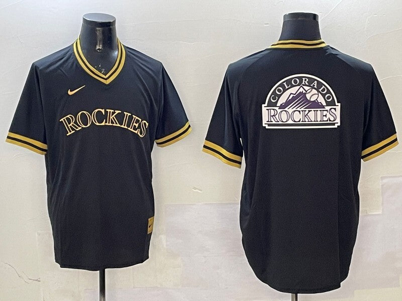 Colorado Rockies Black Gold Adult Style 1 Baseball Jersey baseball jersey product view 1