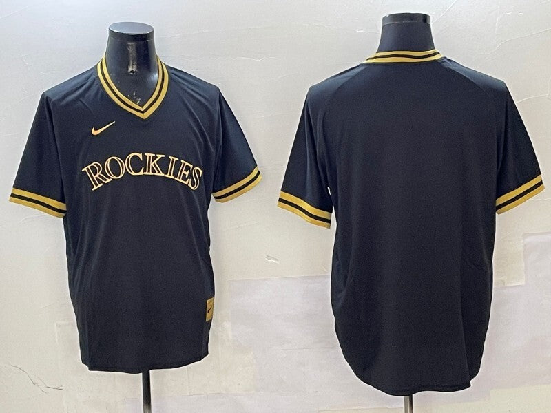 Colorado Rockies Black Gold Adult Style 2 Baseball Jersey baseball jersey product view 1