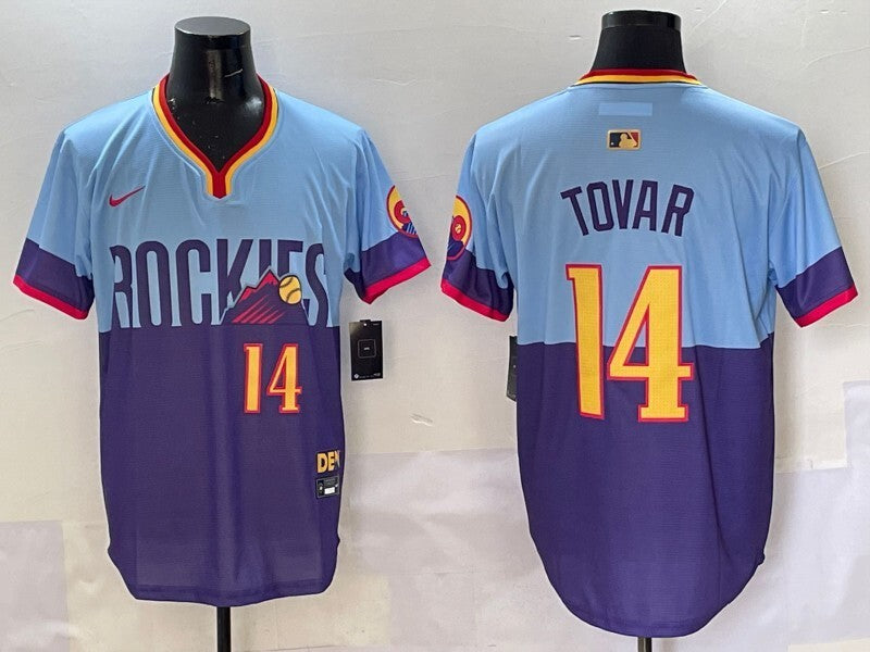 Colorado Rockies #14 Ezequiel Tovar Nokia Collaboration Baseball Jersey baseball jersey product view 1