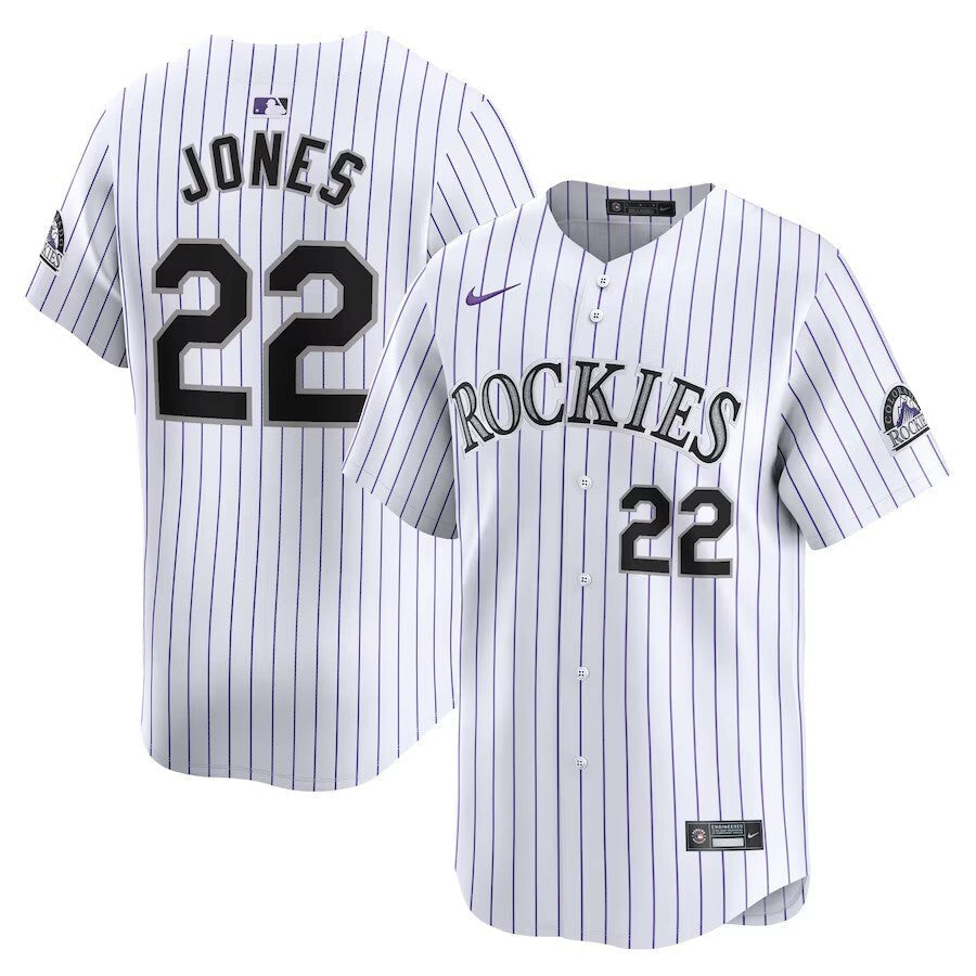 Colorado Rockies #22 Nolan Jones Home Limited Player Jersey - White Style 1 Baseball Jersey baseball jersey product view 1