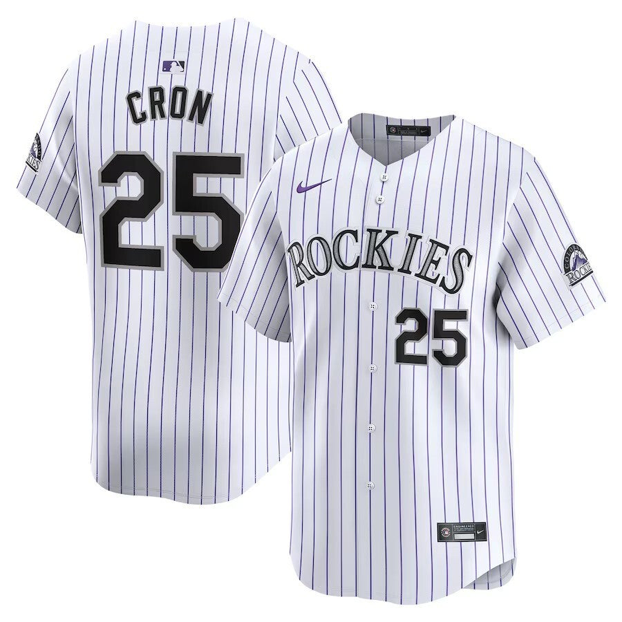 Colorado Rockies #25 CJ Cron Home Limited Player Jersey - White Baseball Jersey baseball jersey product view 1
