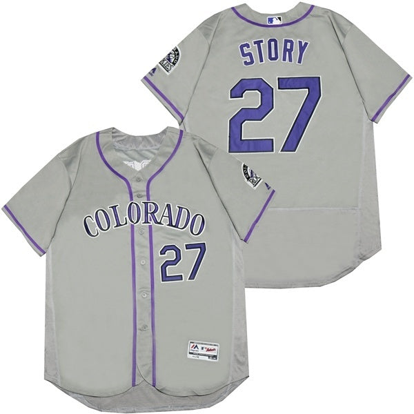 Colorado Rockies #27 Trevor Story 27 Gray Elite Baseball Jersey baseball jersey product view 1
