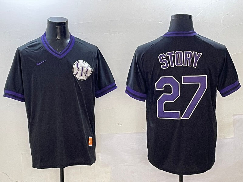 Colorado Rockies #27 Trevor Story Nokia Fashion Baseball Jersey baseball jersey product view 1