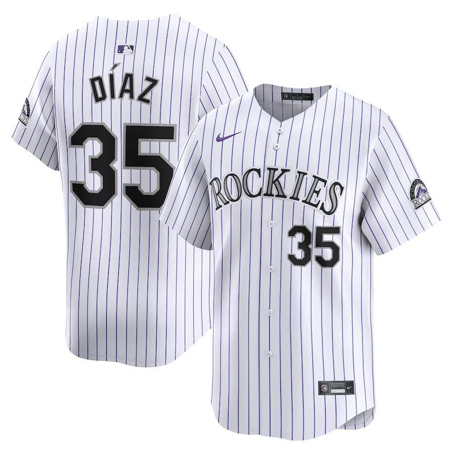 Colorado Rockies #35 Elias Diaz Home Limited Player Jersey - White Style 2 Baseball Jersey baseball jersey product view 1