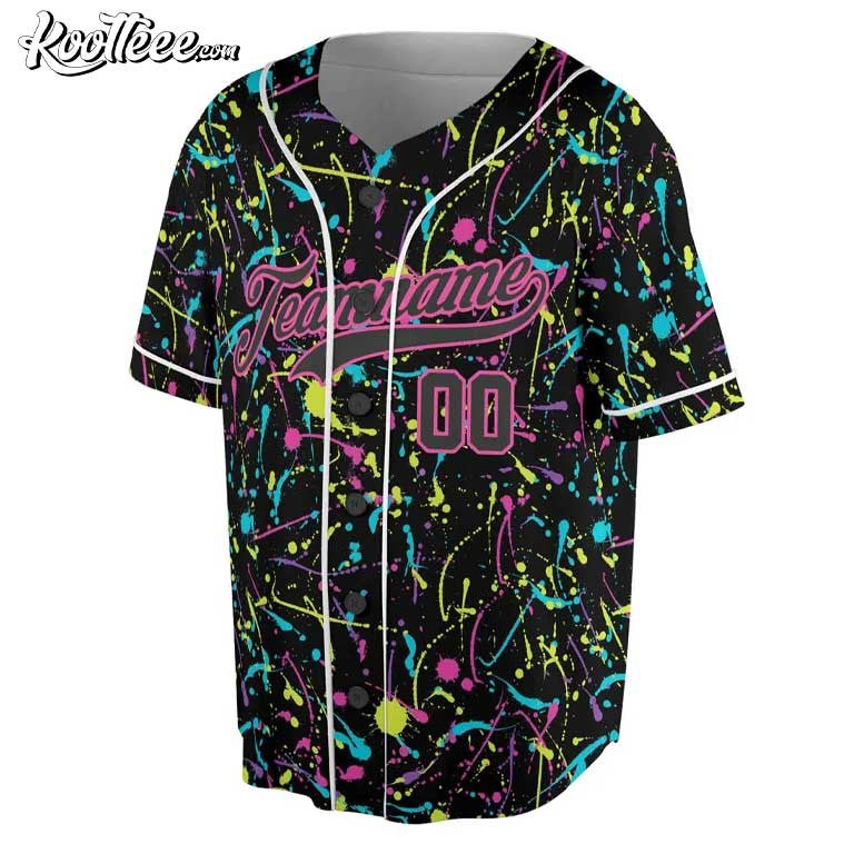 Colorful Paint Splatter Graffiti Custom Baseball Jersey baseball jersey product view 2