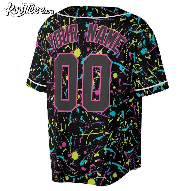 Colorful Paint Splatter Graffiti Custom Baseball Jersey baseball jersey product view 3