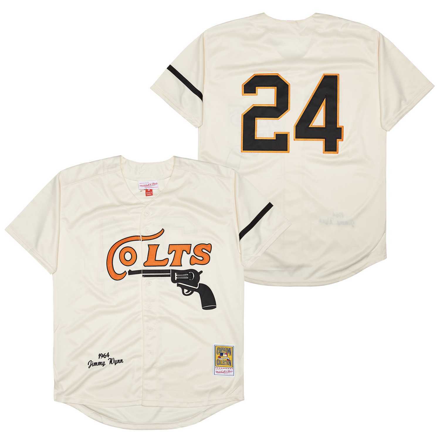 Colts Colts 24 Off-White 1964 Retro Baseball Jersey baseball jersey product view 1