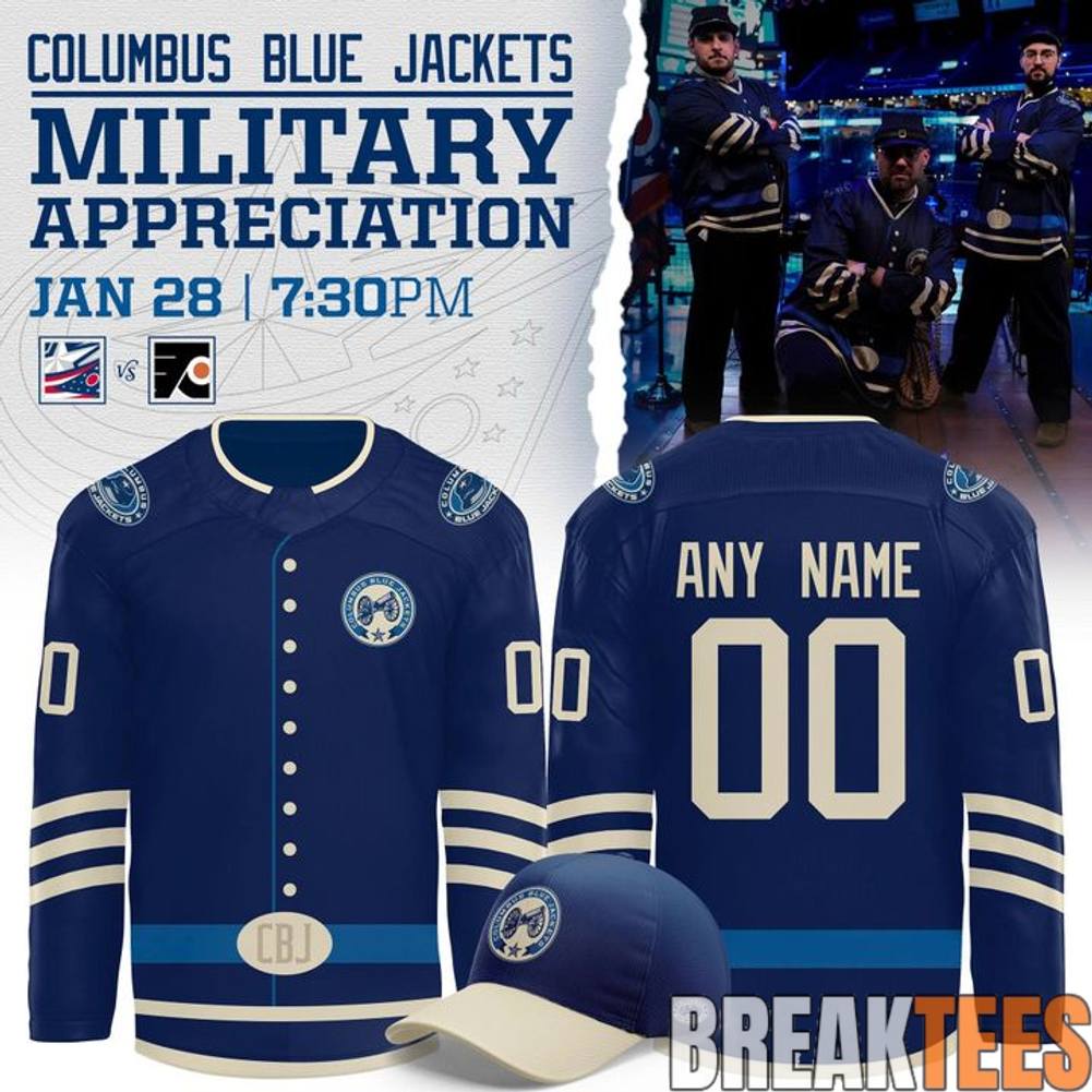 Columbus Blue Jackets 2026 Military Appreciation Night Custom Hockey Jersey Unisex T-shirt, Sweatshirt, Hoodie, Long Sleeve Tee - T-Shirt, Sweatshirt, Hoodie