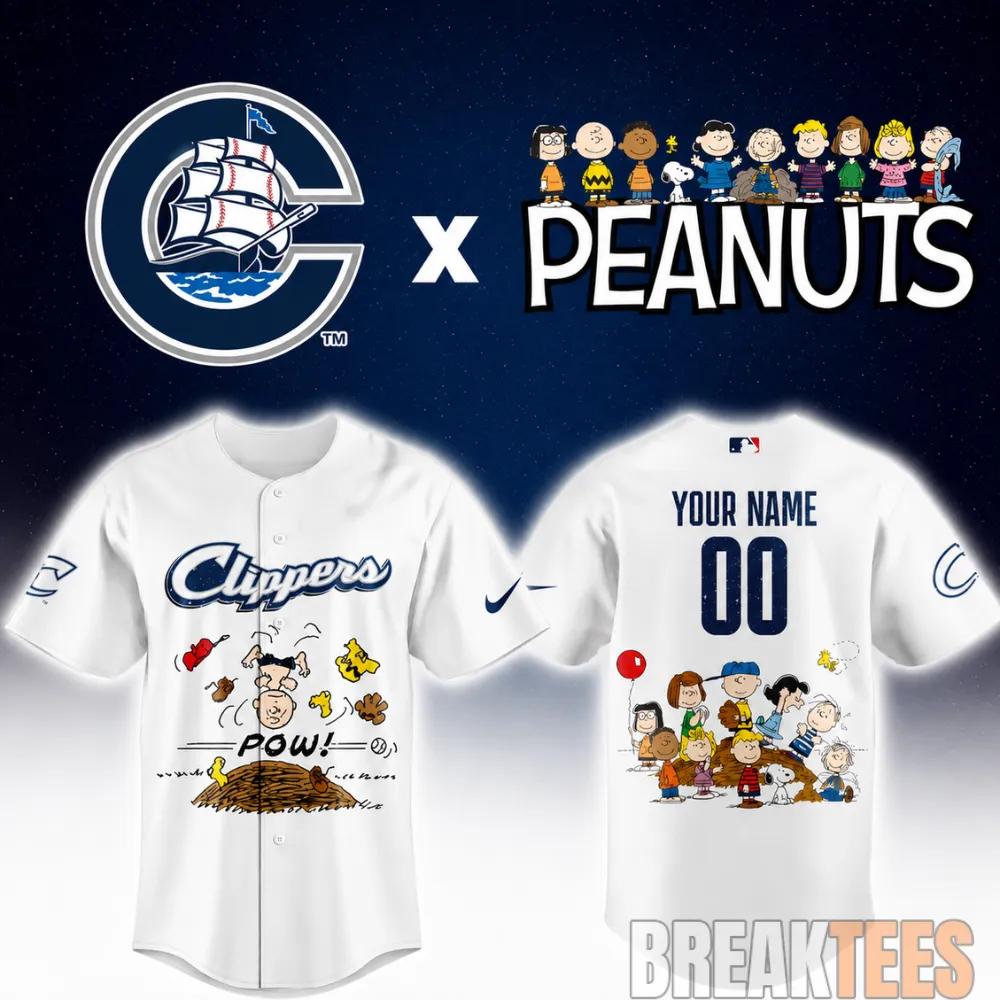 Columbus Clippers Peanuts Night MiLB 2026 Personalized Baseball Jersey baseball jersey product view 1