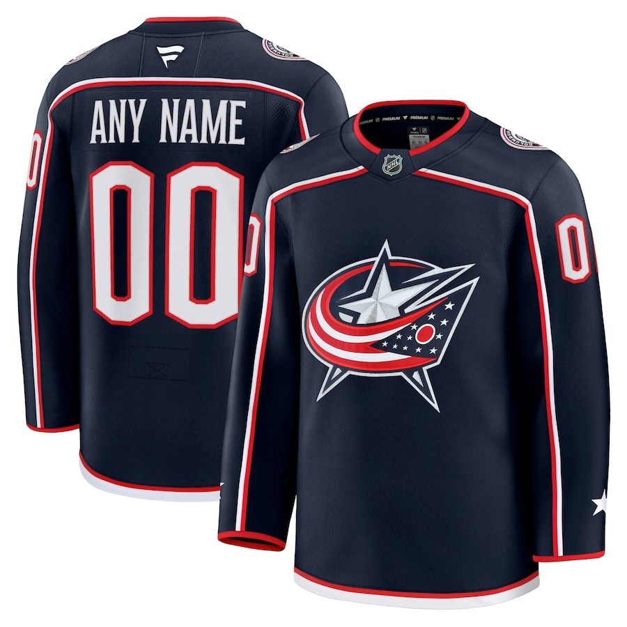 Columbus Blue Jackets Fanatics Home Premium Custom Jersey - Navy Hockey Jersey hockey jersey product view 1