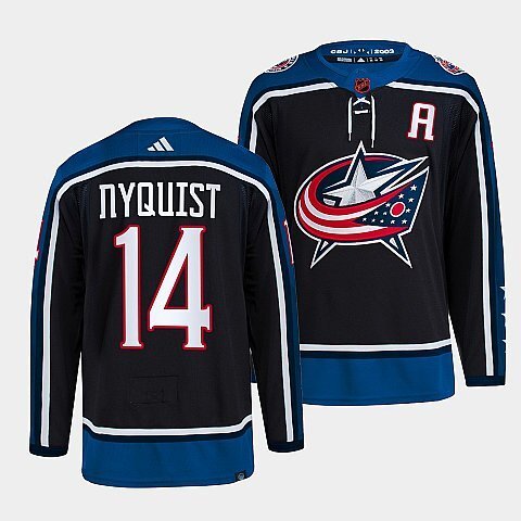 Columbus Blue Jackets #14 gustav-nyquist-navy-2022reverse-retro-2.0-authentic-primegreen-jersey hockey jersey product view 1