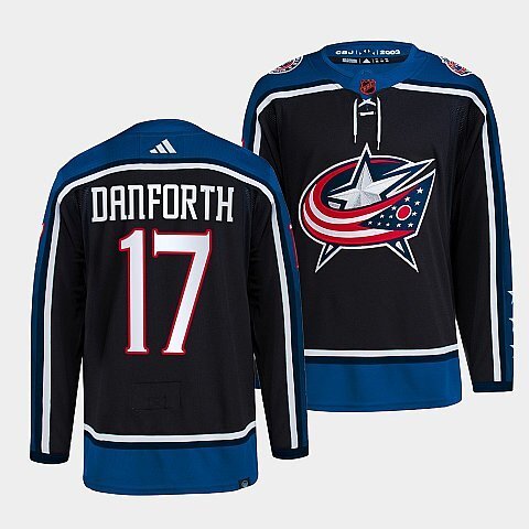Columbus Blue Jackets #17 justin-danforth-navy-2022reverse-retro-2.0-authentic-primegreen-jersey hockey jersey product view 1