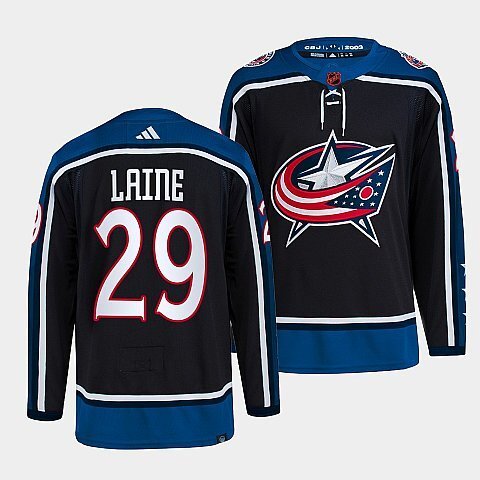 Columbus Blue Jackets #29 patrik-laine-navy-2022reverse-retro-2.0-authentic-primegreen-jersey hockey jersey product view 1