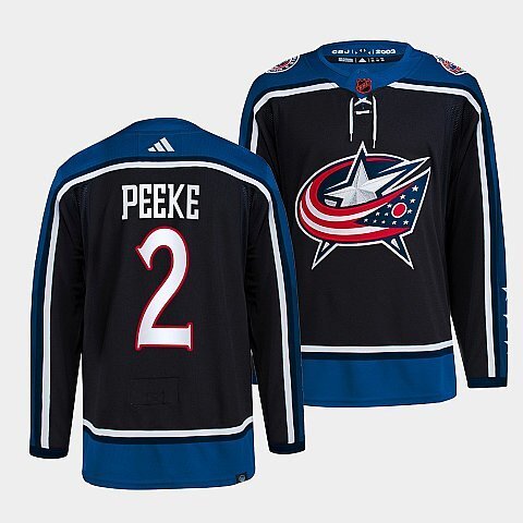 Columbus Blue Jackets #2 andrew-peeke-navy-2022reverse-retro-2.0-authentic-primegreen-jersey hockey jersey product view 1
