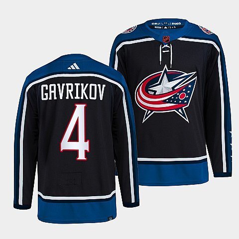 Columbus Blue Jackets #4 vladislav-gavrikov-navy-2022reverse-retro-2.0-authentic-primegreen-jersey hockey jersey product view 1