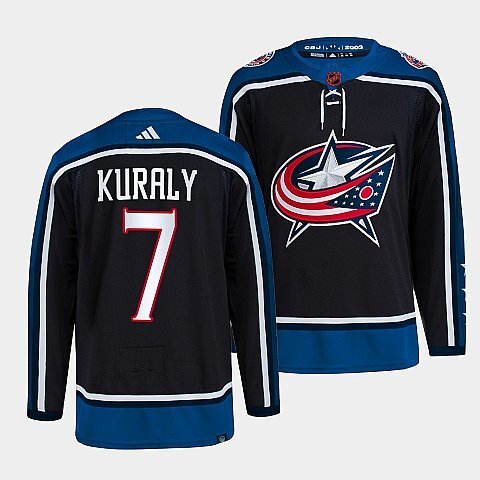 Columbus Blue Jackets #7 sean-kuraly-navy-2022reverse-retro-2.0-authentic-primegreen-jersey hockey jersey product view 1