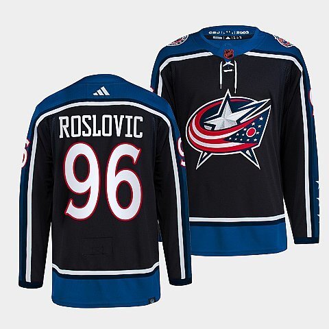 Columbus Blue Jackets #96 jack-roslovic-navy-2022reverse-retro-2.0-authentic-primegreen-jersey hockey jersey product view 1