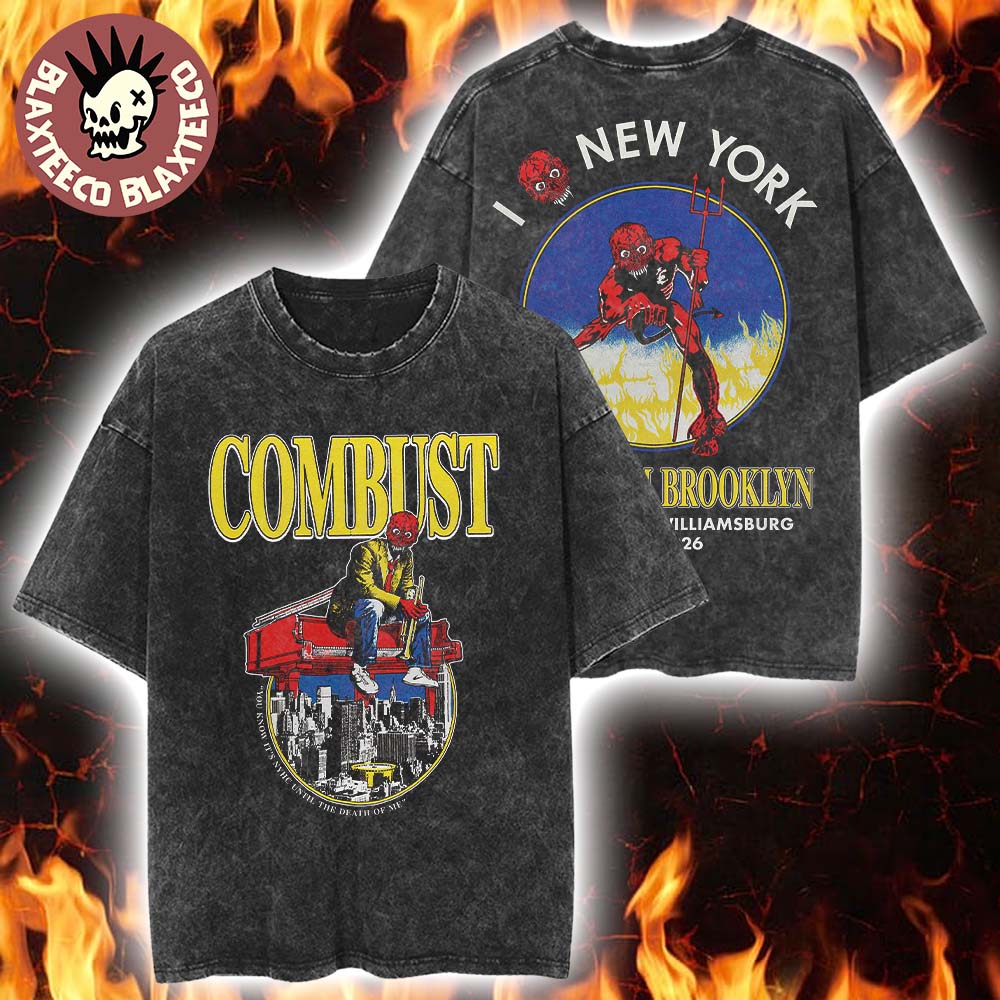 Combust Live From Brooklyn New York 2026 Event Tee At Music Hall Of Williamsburg On May 15 2026 Billy Joel And Iron Maiden Inspired Vintage Washed Tee - T-Shirt, Sweatshirt, Hoodie