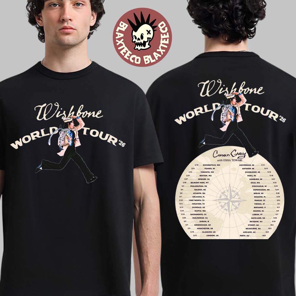 Conan Gray Wishbone World Tour 2026 North America UK And Europe And Australia Schedule Dates Two Sided T-Shirt - T-Shirt, Sweatshirt, Hoodie