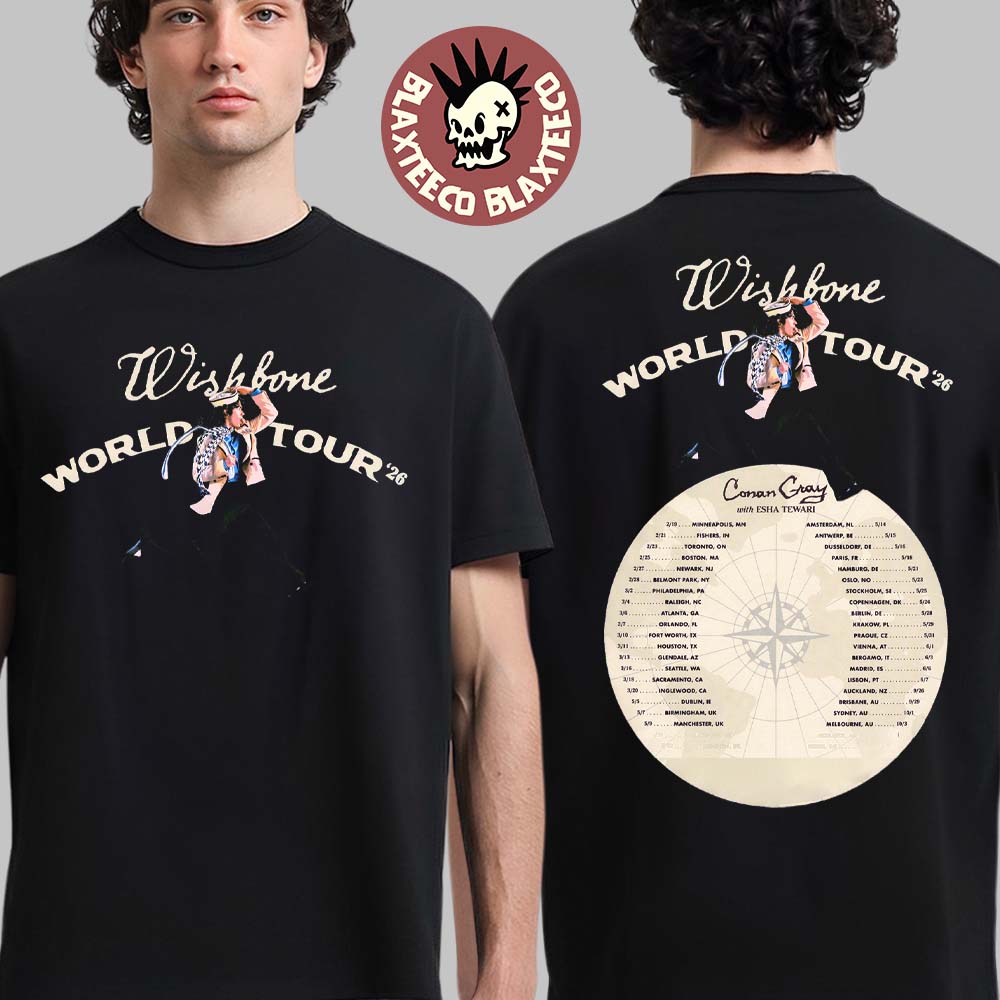 Conan Gray Wishbone World Tour 2026 Schedule Dates List Two Sided T-Shirt Unisex T-shirt, Sweatshirt, Hoodie, Long Sleeve Tee - T-Shirt, Sweatshirt, Hoodie