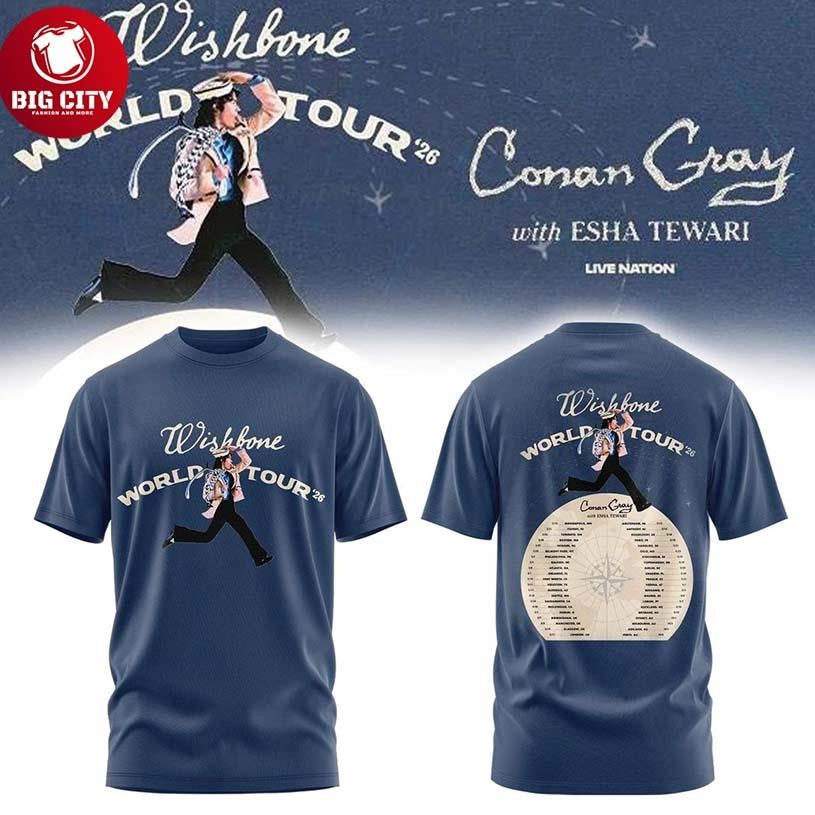Conan Gray Wishbone World Tour 2026 With Esha Tewari Two Sided Shirt Unisex T-shirt, Sweatshirt, Hoodie, Long Sleeve Tee - T-Shirt, Sweatshirt, Hoodie