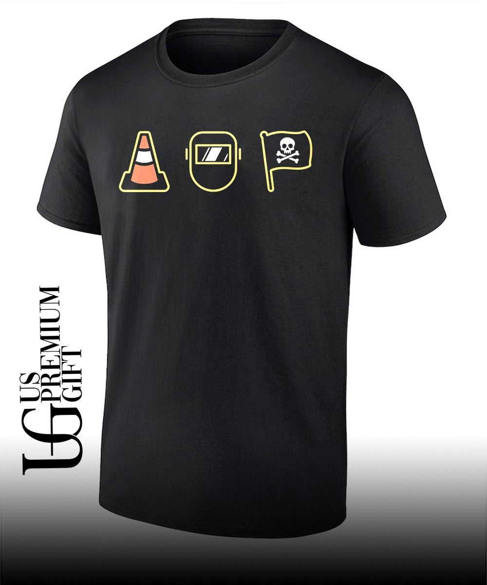 Cone Welding mask Pirate flag shirt Unisex T-shirt, Sweatshirt, Hoodie, Long Sleeve Tee - T-Shirt, Sweatshirt, Hoodie
