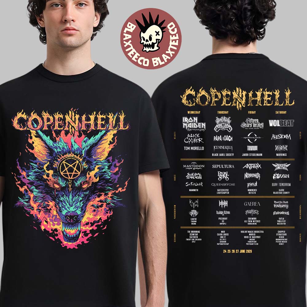 Copenhell Festival 2026 Merch Copenhagen Denmark From 24 To 27 June 2026 Lineup Wolf Pentagram T-Shirt - T-Shirt, Sweatshirt, Hoodie