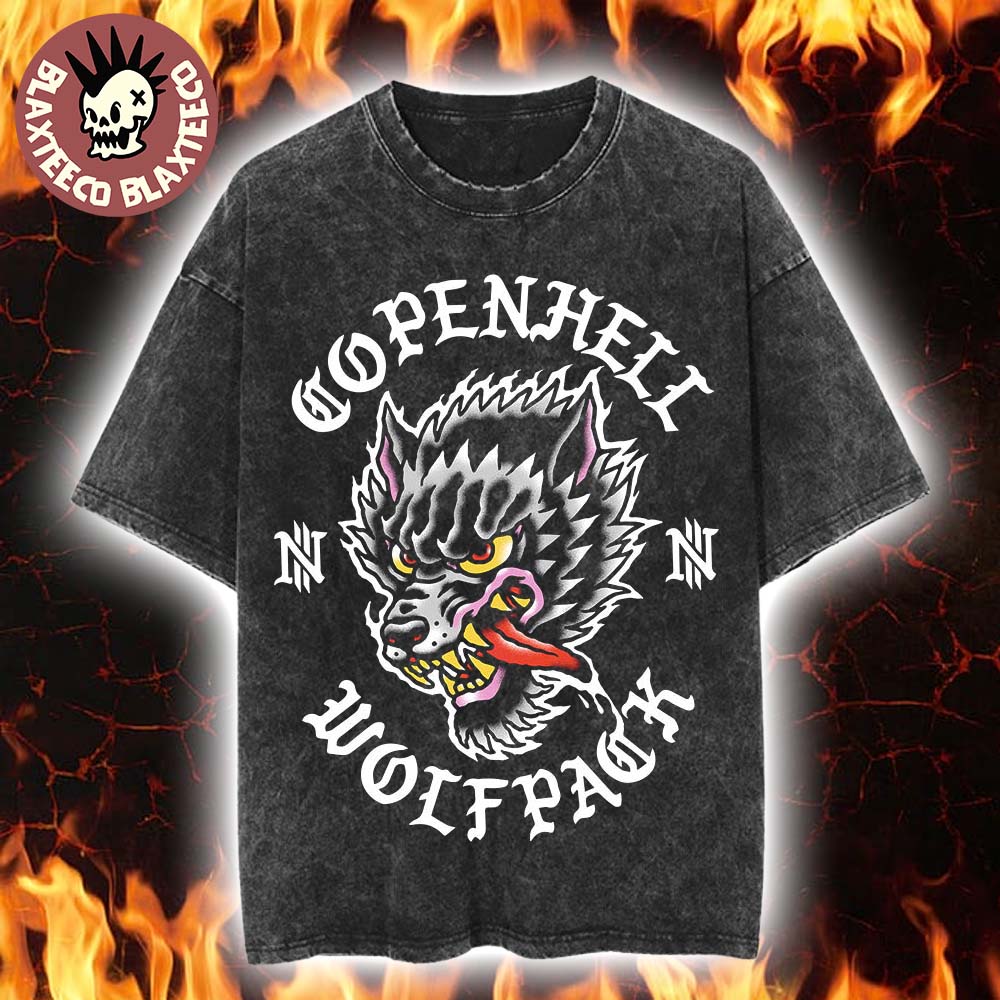 Copenhell Festival 2026 Merch Copenhagen Denmark From 24 To 27 June 2026 Wolfpack Retro Washed Tee - T-Shirt, Sweatshirt, Hoodie