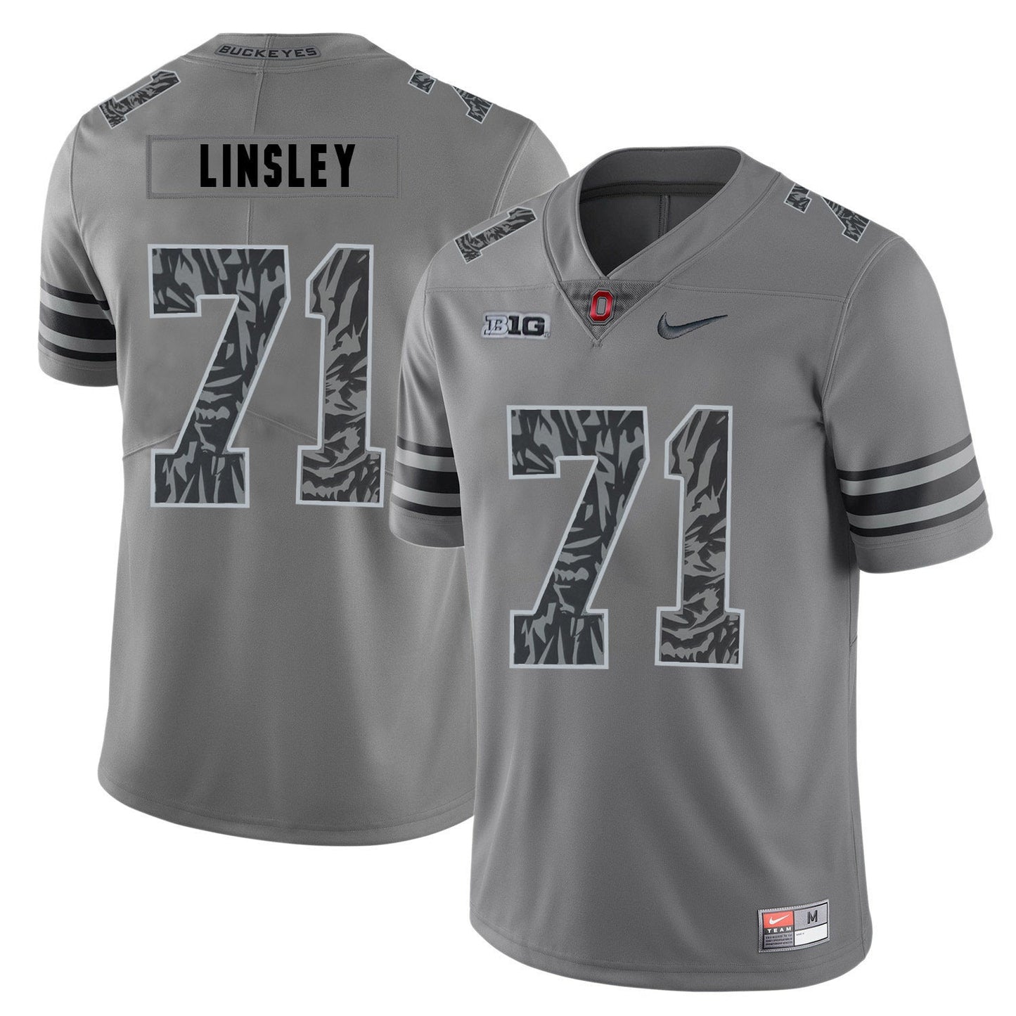 Corey Linsley 71 Pattern Dark Gray College Football Jersey football jersey product view 1
