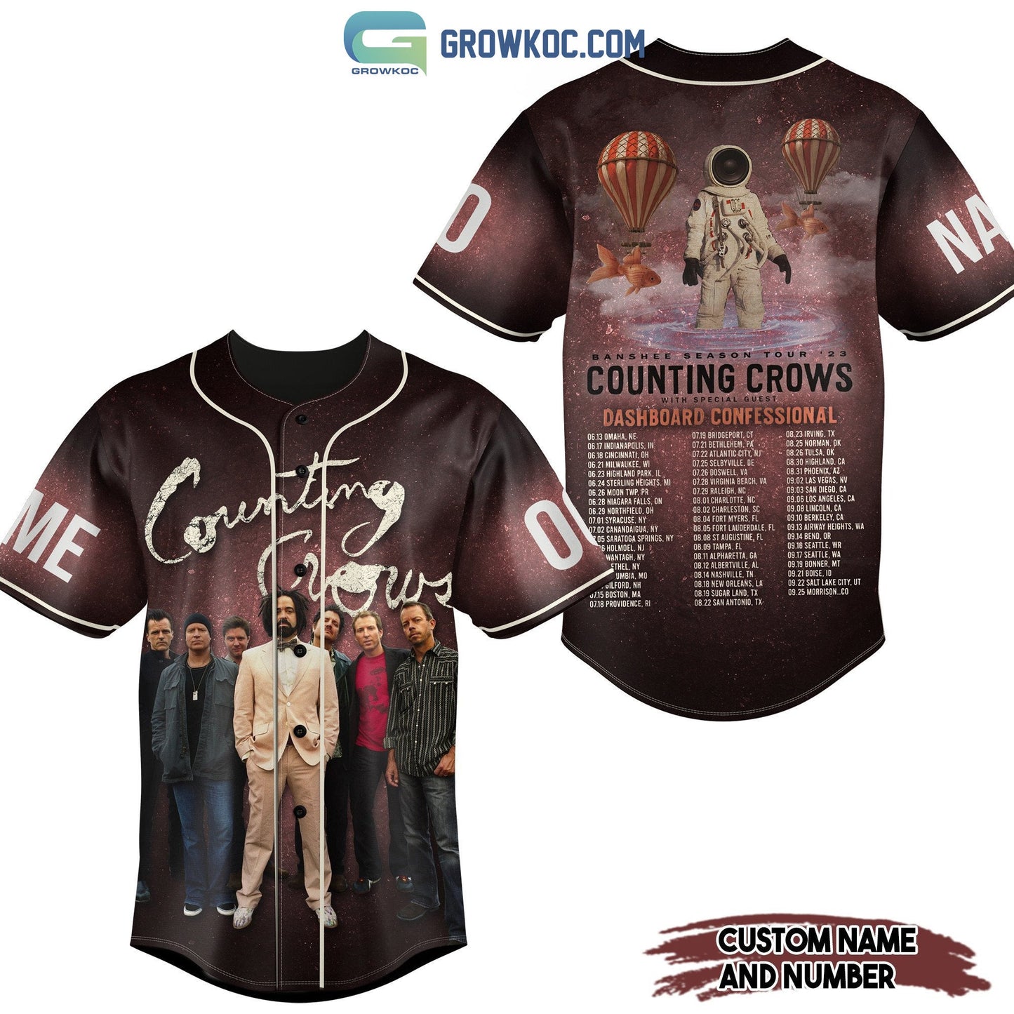 Counting Crows Banshee Season Tour 2023 Personalized Baseball Jersey baseball jersey product view 1