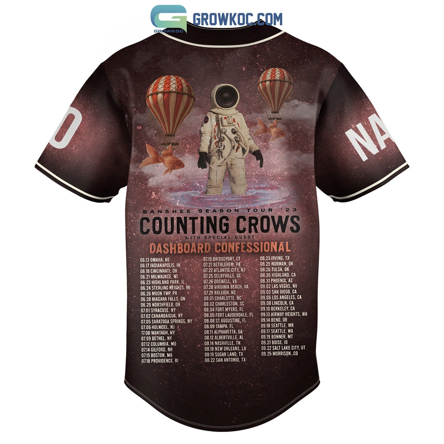 Counting Crows Banshee Season Tour 2023 Personalized Baseball Jersey baseball jersey product view 3