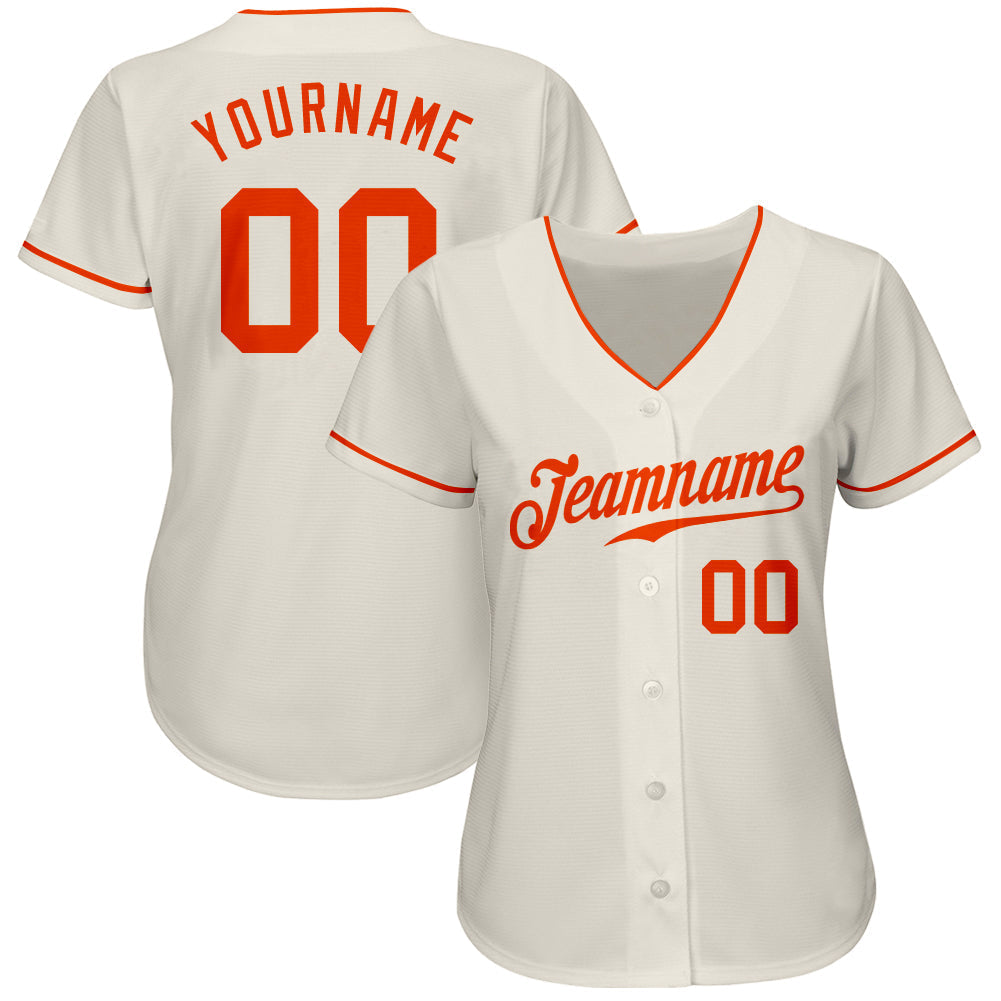 Custom Cream Orange Authentic Baseball Jersey baseball jersey product view 2