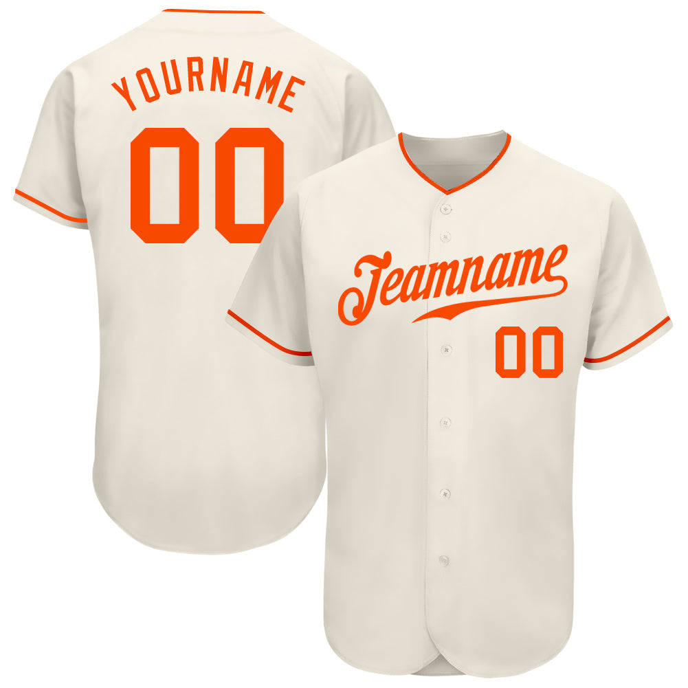 Custom Cream Orange Authentic Baseball Jersey baseball jersey product view 1