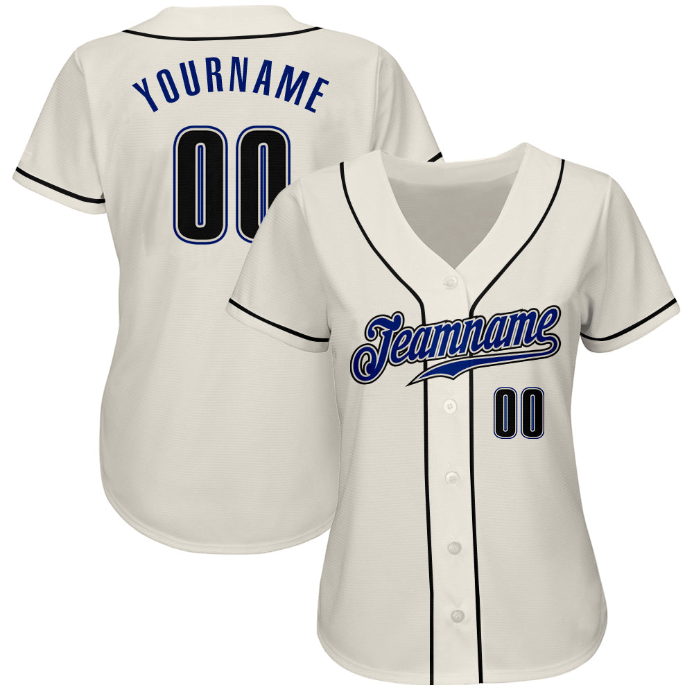 Custom Cream Black-Royal Authentic Baseball Jersey baseball jersey product view 2