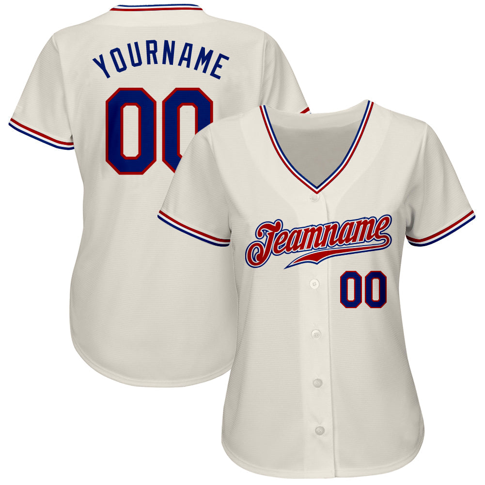 Custom Cream Royal-Red Authentic Baseball Jersey baseball jersey product view 2